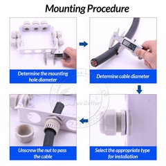 IP68 Waterproof White / Black Cable Gland Compression Glands M8-M72 / PG7-PG63