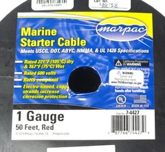 MARPAC EPM MARINE MASTER 7-4427 50′ RED MARINE STARTER BATTERY CABLE 1 AWG 50 FT