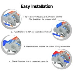 3Pcs 2.5mm2 DIN Terminal Block, Lever Wire Connector, 2 In 10 Out