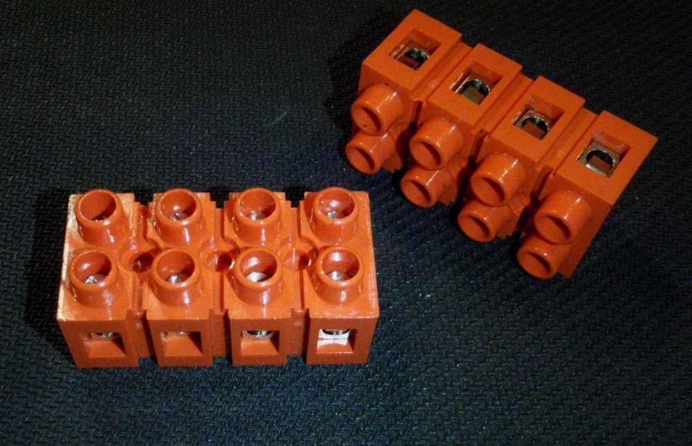 2PC WIRE TERMINAL BLOCK STRIP #22-12 AWG 4 POLE 25A H2519-4 #ORANGE