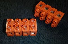 2PC WIRE TERMINAL BLOCK STRIP #22-12 AWG 4 POLE 25A H2519-4 #ORANGE