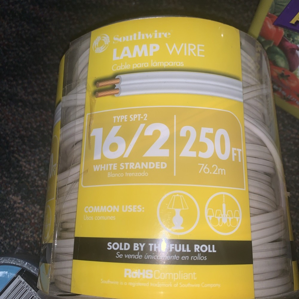 Southwire 55682144 Lamp Wire 250 Ft 16/2 Type SPT-2