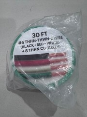 30′ EA THHN THWN 6 AWG GAUGE BLACK WHITE RED GREEN STRANDED COPPER WIRE