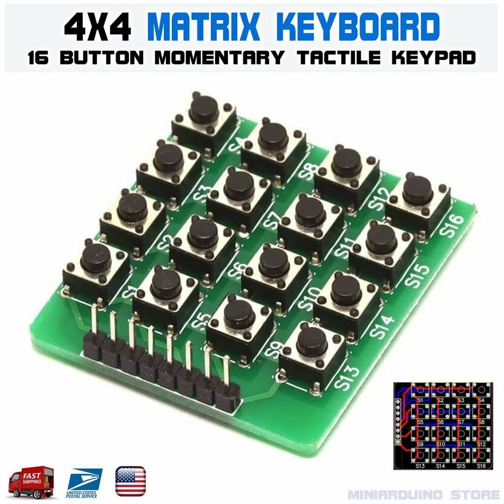 4×4 Matrix Array Keypad Keyboard Module 16 Button Momentary Tactile Switch