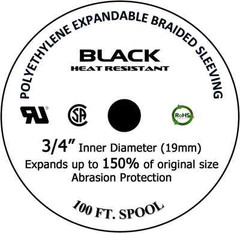 100 FT 3/4″ Black Expandable Wire Cable Sleeving Sheathing Braided Loom Tubing