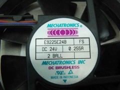 Mechatronics E9225E24B, Brushless Fan ​24Vdc, .255A, 2 Ball