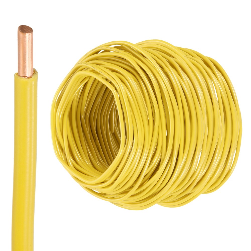200 Feet Electrical Wire Insulated Solid Copper 12AWG Hook Up Wire Cable, Yellow
