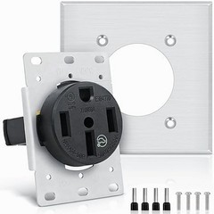 Outlet 50 Amp EV Charging with Stainless Steel Wall Plate Receptacle 125/250V 3-