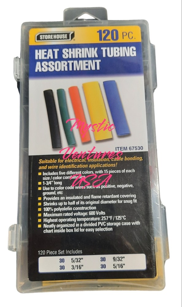 120 Piece Heat Shrink Tube Assortment – Electrical Wire Connector Tubing Sleeves