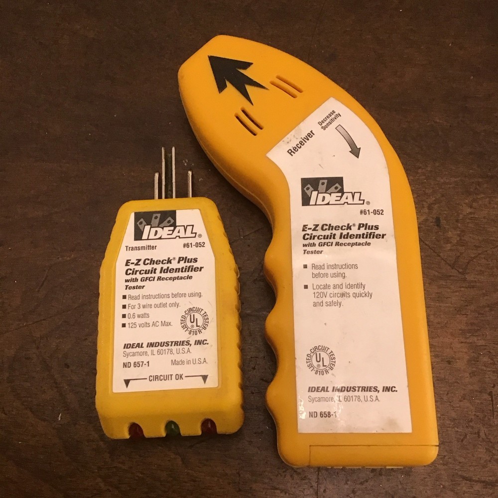 Ideal E-Z Check Plus 61-052 Circuit Identifier w/Receiver GFCI Receptacle Tester