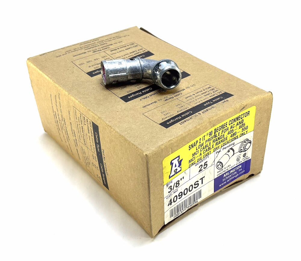Arlington 40900ST 90 Degree Snap 2 It Connector (Pack 25) (NEW)