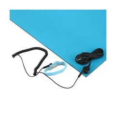 MWRF ESD Mat Kit with Wrist Strap and Grounding Cord (2ft x 3ft, Blue)