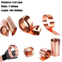 Copper Strip Plates 99.9% Copper Sheet Thickness 0.01mm-1mm Copper Foil Flat Tape