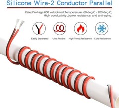 18 Gauge Flexible 2 Conductor Parallel Silicone Wire Spool Red Black High Res…
