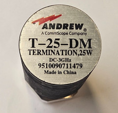 ANDREW T-25-DM 25-WATT TERMINATION LOAD 7/16 DIN MALE 0-3GHz