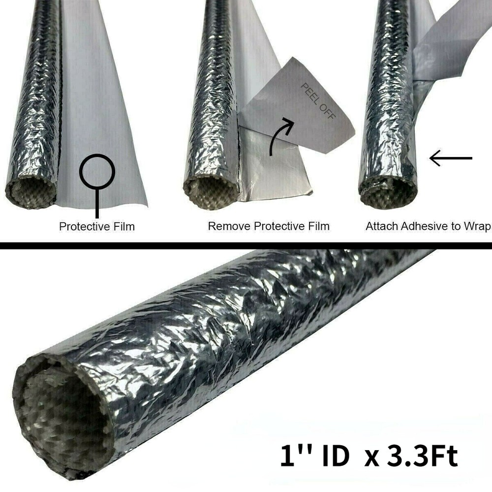 1″ Self Closed Aluminized Sleeve Heat Shield Protection for Wire Cable Hose 1M