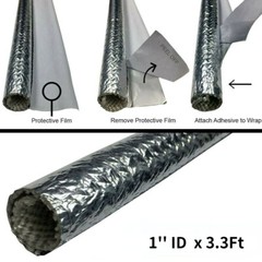 1″ Self Closed Aluminized Sleeve Heat Shield Protection for Car Wire Cable Hose
