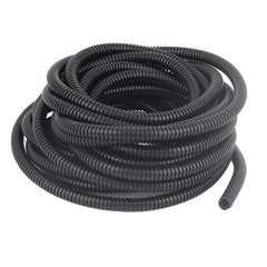 7M Long 10mm Diameter Plastic Corrugated Tube Electric Conduit Pipe Black