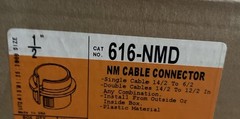 LOT of 70 Bridgeport 616-NMD, 1/2″, PVC, Snap-In, Non-Metallic Cable Connector,