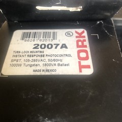 TORK 2007A PHOTOCONTROL