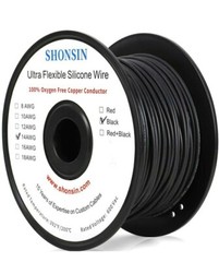 Shonsin 14 AWG 100FT Ultra Flexible Silicone Wire 100% pure cooper 26 Amp BLACK