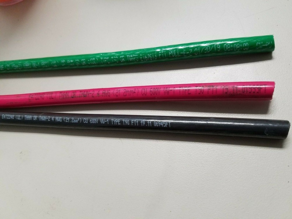 50′ EA THHN THWN 4 AWG GAUGE BLACK , RED COPPER WIRE + 50 4 AWG GREEN