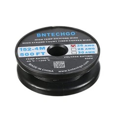 BNTECHGO 26 Gauge Silicone Wire Spool 500 ft Black Flexible 26 AWG Stranded T…
