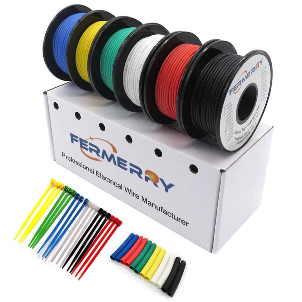 20 AWG Stranded Wire Silicone Tinned Copper Wire Spool 3m Each 10ft 6 Colours F…