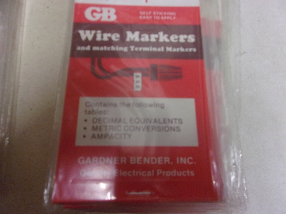 Gardner Bender 42-051 Wire Markers 60 EACH 1X 2 1/2 Self Sticking Pocket Pack