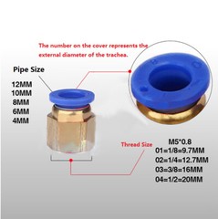 PCF Pneumatic Fitting Female Thread Adaptor Pipe Push Straight Quick Connectors
