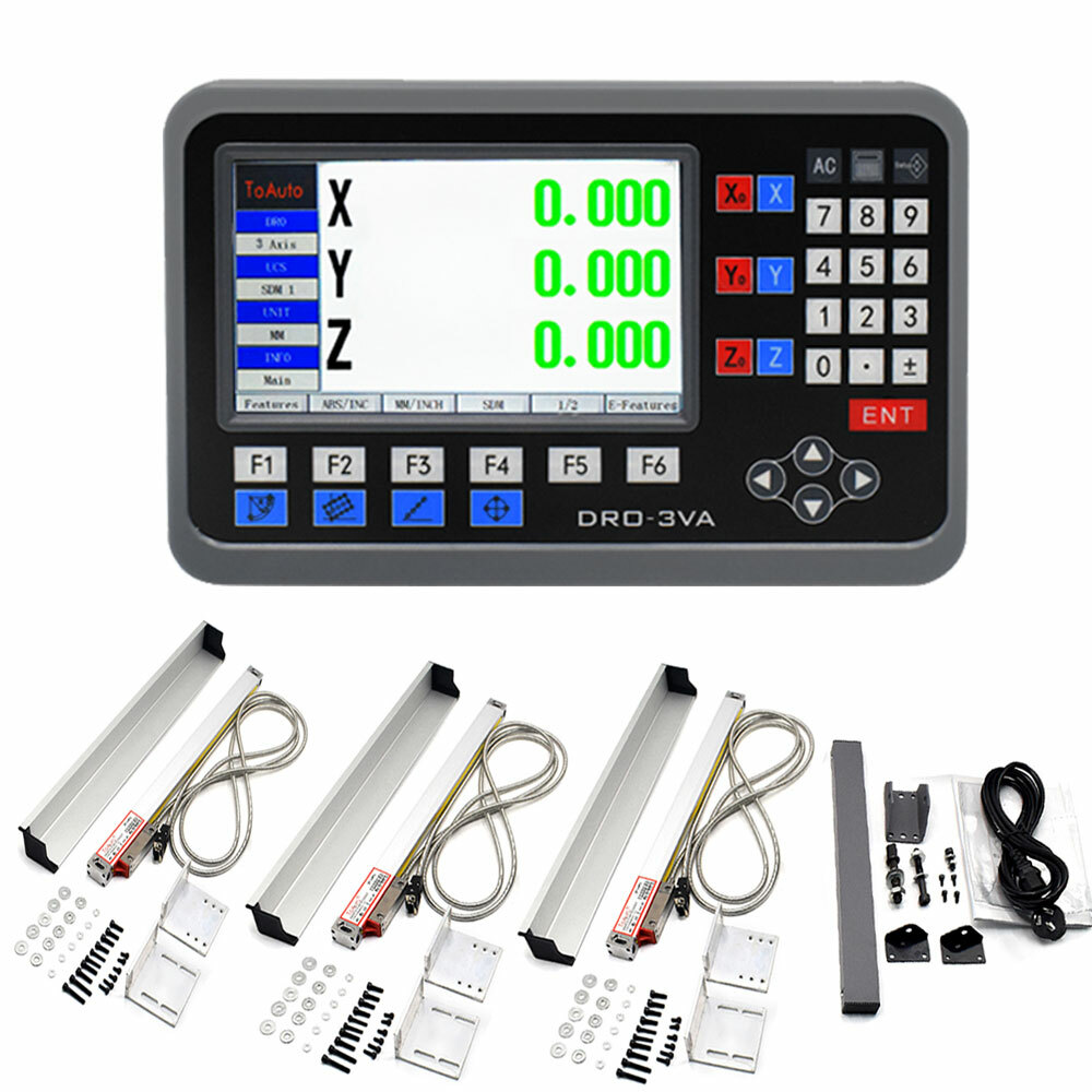 2/3/4/5 Axis DRO Digital Readout + Linear Glass Scales Set 4″-40″ Milling Lathe
