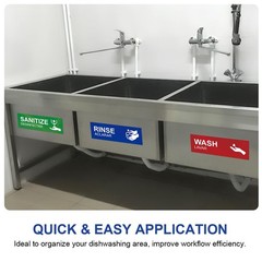Wash Rinse Sanitize Sink Labels, 5 Pack 3 Compartment Sink Signs, Waterproof …