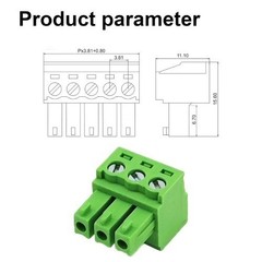 3.81mm 3 Pin Phoenix PCB Screw Terminal Block Plug Connec Size: 3 Pin (20 Pcs)