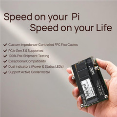 Pcie M.2 HAT+ for Raspberry Pi 5, Nvme SSD PIP Pcie Peripheral Board with Extra