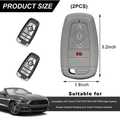 2-Pack Silicone Key Fob Cover for Ford F150 F250 F350 F450 F Color: Black+Gray