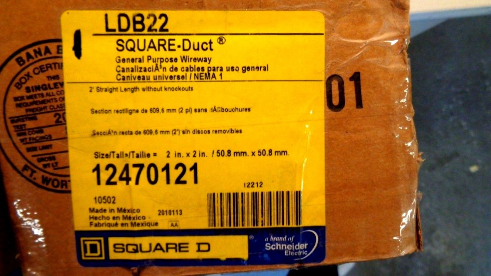 NEW SQUARE D LDB22 DUCT GENERAL PURPOSE 2″X2″ WIREWAY 2 FT STRAIGHT LENGTH