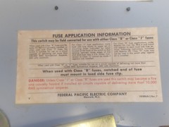FPE P/N: 1136SNR 100AMPS 600 VOLTS 4SN AC POLES DISCONNECT SWITCH