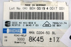 BEYSCHLAG 2400x SMD Resistor 8.45kΩ MINI-MELF 8450 Ohm Model MMA 0204-50