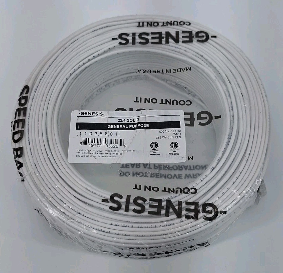 General Purpose 22/4 Solid Genesis White Cable 11035801 Copper Wire