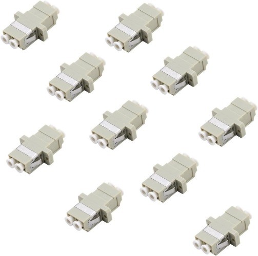 LC to LC Duplex Multimode Fiber Optic Adapter Coupler, Beige, 10 Pack