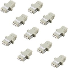 LC to LC Duplex Multimode Fiber Optic Adapter Coupler, Beige, 10 Pack