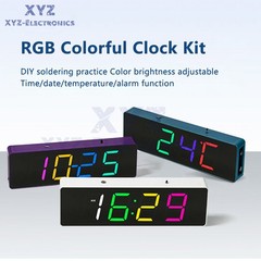 DIY Electronic Clock Kit LED Digital RGB Clock Time Temperature Date Display 5V