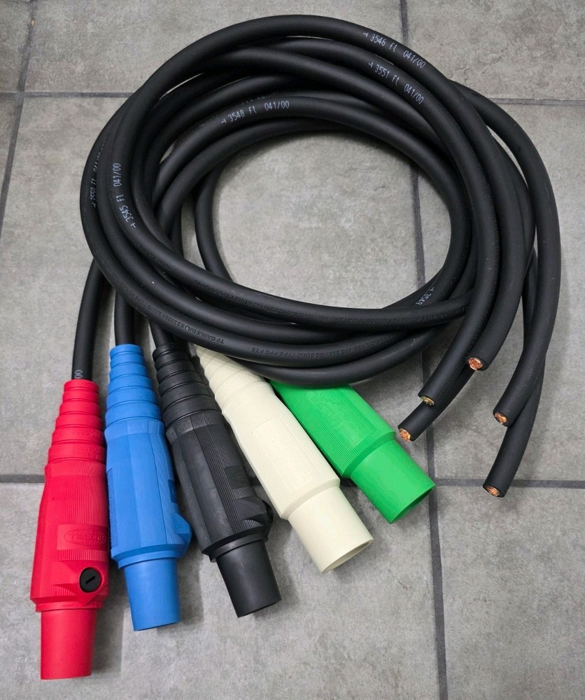 Set Cam Lock #2 Bare End Tail To FFFMM Hubbell 600V 5ft Power Feeder Cable