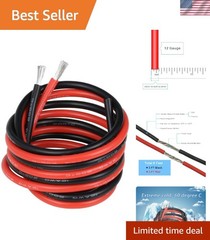 12 Gauge Silicone Wire 3 ft red and 3 ft Black Flexible 12 AWG Stranded Tinne…