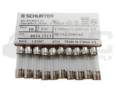 NEW LOT OF 20 SCHURTER 0034.1513 TIME DELAY FUSE F 500MA L 250VAC