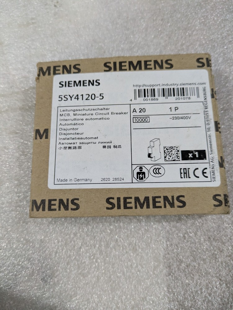 Siemens 5SY4120-5 Miniature Circuit Breaker MCB 20A 1 Pole 230/400V 10kA DIN