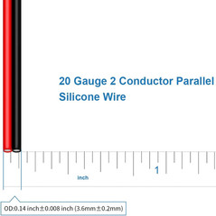 20 Gauge Flexible 2 Conductor Parallel Silicone Wire Spool Red Black High Res…