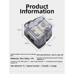 Car Audio Junction Box 4GA Input 8GA Output with Transparent Dust Cover