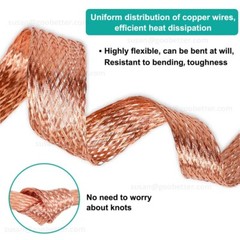 Braided Fabric Cable Flat Pure Copper / Tinned Copper Shield Braided Sleeve Wire