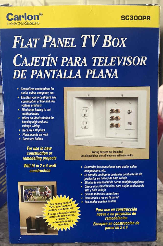Carlon Flat Panel TV Electrical Box -SC300PR – For New Construction & Remodel